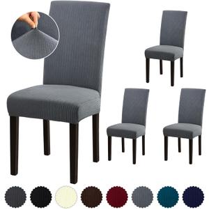 Chair Covers, Stretch Dining Room Chair Covers Set of 4, Removable Washable Slipcovers for Dining Chairs, Hotel, Ceremony, Grey