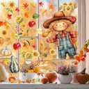 9 Sheets Fall Window Clings, Double Sided Autumn Pumpkin Maple Leaves Scarecrow Truck Nuts Window Stickers for Thanksgiving Friendsgiving Harvest Party Decor Indoor Outdoor, Pack of 2