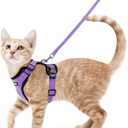 Rabbitgoo Cat Harness and Leash for Walking, Escape Proof Soft Adjustable Vest Harnesses for Cats, Easy Control Breathable Reflective Strips Jacket, Light Purple, S