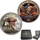 USA 250th Anniversary Challenge Coins Commemorative Coin, American Eagle Patriotic Design, America Merchandise 250 Collectible 250 Anniversary Coin (WW)