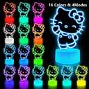 Cute Night Light for Kids - Anime Charater Kitty Cat Decor Lamp with 16 Colors Change, Remote, Dim Control, 3D Illusion LED Night Lights for Kids Gifts Party Birthday Decoration