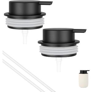 Segbeauty 2pcs Black Soap Dispenser Pump Head Replacement for Bathroom, Pump Head for Ceramic Hand Soap Dispenser Kitchen, Lid Replacement for Shampoo and Conditioner Bottle, Lotion Container Pumps, White