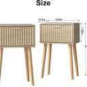 LAATOOREE Nightstands Set of 2, Small Side Table, Bedside Table with Fluted Door, Solid Wood Feet; Modern Mid-Century End Table for Bedroom, Small Space (Natural)