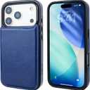 ONETOP Compatible with iPhone 17 Pro Wallet Case with Card Holder, PU Leather Kickstand Card Slots Case, Double Magnetic Clasp and Durable Shockproof Cover 6.3 Inch (Blue)