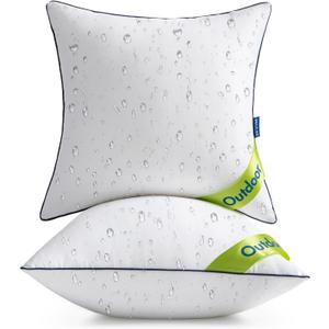 MIULEE 18x18 Outdoor Pillows, Pack of 2 Water Resistant Waterproof Pillow Inserts Decorative Stuffer for Sofa Couch Patio and Garden