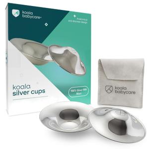 Koala Babycare The Original Nursing Cups 100% Silver  Nipple Shields for Nursing Newborn - Breastfeeding Essentials Protect and Soothe Cracked Nipples - Maxi Size