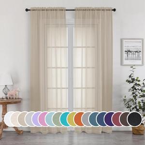 OWENIE Taupe Sheer Curtains 84 inches Long for Bedroom Living Room 2 Panels Set, Rod Pocket Solid Taupe Curtains, Soft Touch Elegant Voile Curtains & Drapes for Nursery, (42"W x 84"L (Pack of 2))