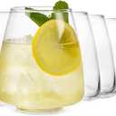 Libbey Stackable Stemless Wine Glasses Set of 6, Tapered Bulb Shaped All Purpose Wine Glass Set, Dishwasher Safe Glass Wine Glasses, Cocktail
