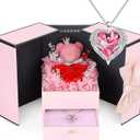 Suturun Preserved Roses Forever Flowers Gifts for Women, Eternal Preserved Rose with Necklace Romantic Gift for Her, Mom, Wife, Girlfriend on Birthday Anniversary