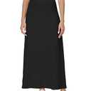 Elastic Waist A-Line Long Maxi Skirt Below Knee for Women(Size L,Black)