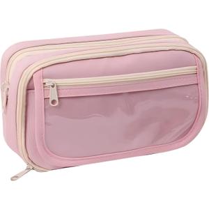 Large Pencil Pouch Big Pencil Case Big Capacity Aesthetic Pen Cosmetic Bag Pen Stationery Organizer Simple, College Office Home Travel Storage Bag (Pink)