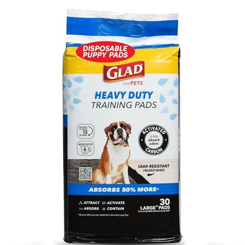 Glad for Pets XL Charcoal Training Pads, Activated Carbon Odor Control with Heavy Duty Leak-Resistant Layers, Quick-Dry Quilted Top Surface, Indoor Potty and Crate Liner, 24 x 24 in, 24 Count