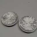 Metallic Silver Ceramic Candle Plate and Jewelry Dish Set of 2, 5" Diameter