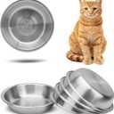 6 Pcs Stainless Steel Cat Bowls, Metal Cat Bowls Whisker Friendly, 5.5Inch Shallow Wide Cat Food Dishes, Replacement Basic Cat Plates