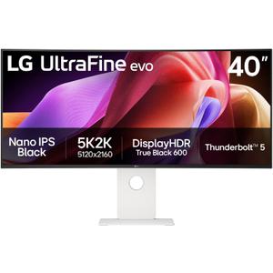 LG 40U990A-W 40-inch Ultrafine evo 5K2K WUHD (5120 x 2160) Nano IPS Curved Monitor, Thunderbolt 5, DisplayHDR 600, Built-in Speaker, 120Hz, HDMI 2.1, DP 2.1, USB C, Tilt/Height/Swivel Stand, White
