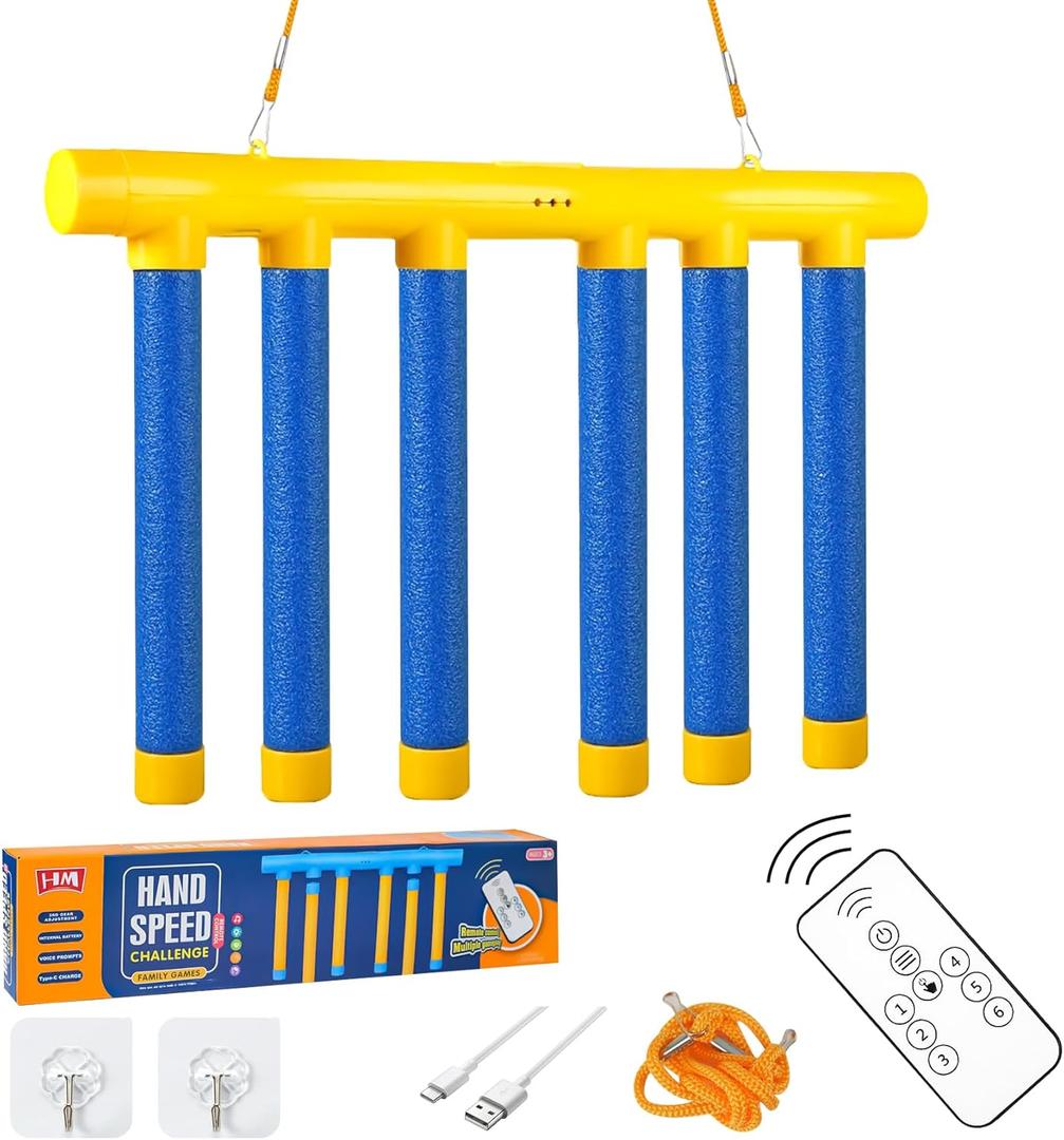 2025 Reflex Drop Sticks Challenge Game with Remote Control - 3 Adjustable Speed Modes Hand-Eye Coordination & Reaction Training Toy, Fun Catch Falling Sticks Game for Kids, Adults