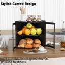 Trironsun Bamboo Corner Bread Box for Kitchen Counter with Acrylic Transparent Door Large Capacity Bread Holder Double Layer Bread Storage Container for Homemade Bread (Black)