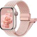 Magnetic Braided Stretchy Loop - Compatible with Apple Watch Band 42mm 46mm 40mm 41mm 44mm 45mm 38mm Ultra 3/2 49mm Women Men,Elastic Woven Fabric Nylon Strap for iWatch 11 10 9 8 7 6 5 4 3 SE Ultra