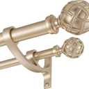 Double Curtain Rods 72 to 144 Inches(6-12feet) for Window, Adjustable Telescoping Drapery Rod with Aluminum Alloy Brackets, 1 Inch Diameter Front, 5/8 Inch Diameter Back Pipe, Champagne Gold