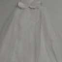 Uhnice Flower Girl Pearls Dress V-Back Tulle Ball Gown Satin Prom with Bow-Knot for Wedding Pageant Birthday Party, 12Y