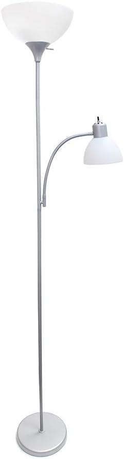 Simple Designs LF2000-SLV Mother-Daughter Floor Lamp with Reading Light, Silver (Single Pack)