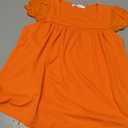 Arshiner Girls Shirts Short Sleeve Square Neck Summer Lace Openwork Pleated Tops Blouse Tunic (Orange) 130