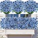 AmyHomie 20 Bundles Artificial Flowers for Outdoors UV Resistant Fake Plants, Faux Silk Flowers No Fade for Planters Garden Porch Window Box Spring Summer Decoration (Blue)
