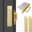 Recessed Finger Flush Pulls with Edge Pull, Sliding Barn Door Handle Hardware, for Cabinet, Pocket, Closet, Barn Door Handle Pulls (Gold, 180mm(7.07in))