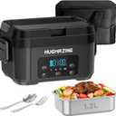 Hugmazing Cordless Electric Lunch Box for Adults, Men & Women Rechargeable Self-Heating Food Warmer with 1.2L SS Container, Battery-Powered Heated Lunch Box, Perfect for Work and Travel Use (Grey)