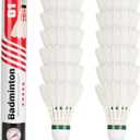 Goose Feather Badminton Shuttlecocks Birdies, 12 Pack Hight Speed Training Badminton Balls with Great Stability for Indoor Outdoor Sports (White)