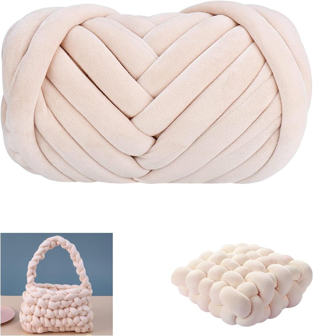 Moon Waves Chunky Yarn for Arm Knitting Crochet Making Blanket Pets House(Light Brown) (Light Brown)