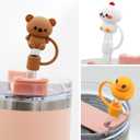 2 x 6-Pack Straw Covers Cap for Stanley Cup, Stanley Straw Caps Compatible with 40 oz Stanley Tumbler, Reusable Silicone Dust-Proof Straw Tips for Stanley Jug Drinking Straws Plug, Animals