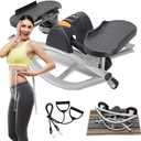 U-Shaped Rock Stepper Machine for Home Workout,Side-to-Side Lateral Rocking Fitness Stepper with Digital Monitor/Resistance Bands,Low-Impact Compact Side Stepper for Full Body Fitness