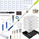 INCLY 32PCS Paint Roller Kit with 2 to 4 Ft Extension Pole, 4" & 9" Paint Rollers with 11'' Tray, Paint Brushes, Painting Supplies for Home Interior, House, Ceiling, Walls and Professional Painting