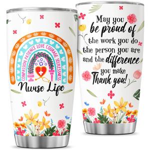 Cups Nursing Week For Tumblers School Nurses Women Coffee, Nurse Life Motivational, Tumbler 20 Oz With Lid And Straw, Nurse Gifts