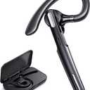 Bluetooth Headset, Wireless Bluetooth Earpiece V5.0 Hands-Free Earphones with Built-in Mic for Driving/Business/Office, Compatible with iPhone and Android (Black)