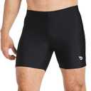 baleaf Men's Athletic Swim Jammers Quick Dry Compression Square Leg Swim Brief Swimsuit (Medium, Black)