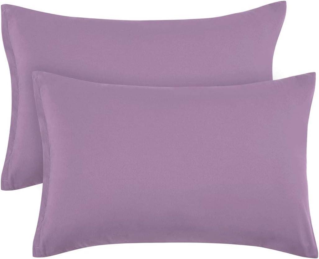 PiccoCasa Pillow Cases Set of 2, Zippered Queen 20x30 Lavender