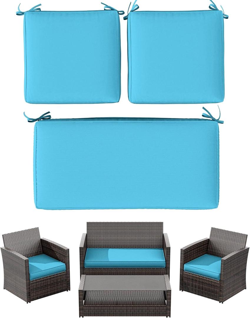 3 Pack Outdoor Furniture Cushions,High-Elastic Replacement Sponge Fits for 4-Seater Wicker Rattan Patio Furniture Cushions Sofa Loveseat Chair Couch（36x18x3,18x18x3 Liner & Cover, 36x18x3in,18x18x3in
