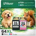64XL Ink Cartridges Black & Tri-Color Combo Pack, Remanufactured Replacement for HP 64XL 64 Ink, Compatible with HP Envy Photo 7855 7858 7155 7120 6252 6255 6258 7164 7864 Tango Tango X Printer