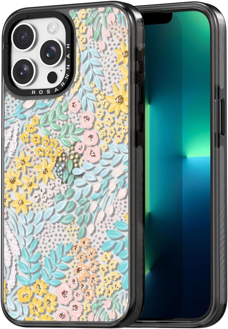 Compatible for iPhone 13 Pro Max Case Cute - Durable Shockproof 6.6 ft Drop Impact Phone Case - Blue Spring Design for iPhone 13 Pro Max 6.7" Black