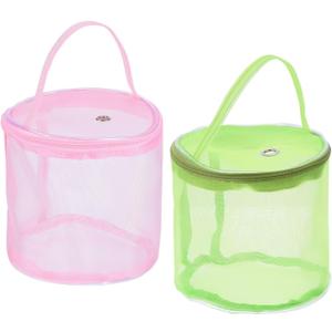 PATIKIL Yarn Storage Bag, 2 Pack Portable Crochet Knitting Bag Case Skein Ball Holder Mesh Organizer Crocheting Tote for Sewing Craft Projects, Pink Green