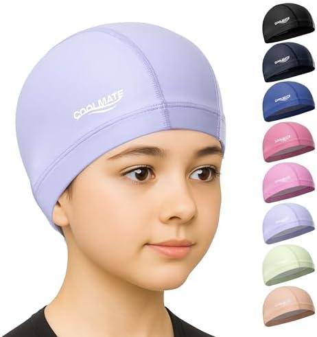 COOLMATE Fabric Swim Cap for Women, Men & Kids, Lightweight, 1 Pack Set of 2