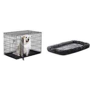 New World 30" Double Door Folding Metal Dog Crate, Fits XL Dog Breeds w/Matching New World Dog Crate Bed
