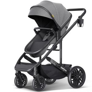 Bassinet Stroller for Baby, Convertible Infant Strollers w Reversible Seat & Cup Holder, 2-in-1 Rear-Facing Pram from Newborn to Toddler, One-Hand Easy Fold, Coches para Bebes, 516M, Grey