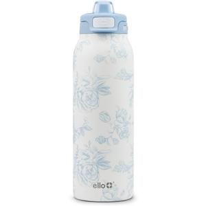 Ello Pop & Fill 32oz Stainless Steel Water Bottle with QuickFill Technology, Double Walled and Vacuum Insulated Metal, Leak Proof Locking Lid, Straw and Chug, Reusable, BPA Free, Porcelain Rose