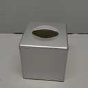 Tissue Box Cover, Square Facial Tissue Holder Storage for Bathroom Vanity, Countertops, Dressers, Night Stand, Parlors and Offices - Silver