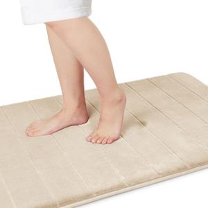Yimobra Memory Foam Bath Mat Large Size 36.2 x 24 Inches, Soft and Comfortable, Super Water Absorption, Non-Slip, Thick, Machine Wash, Easier to Dry for Bathroom Floor Rug, Beige