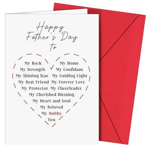 BFFPOSI Fathers Day Card for Husband - 5X7 Love Poem Fathers Day Card from Wife with Envelope - Husband Father Day Gifts from Wife, Husband Father's Day Cards, Father Day Gift from Wifes, Set of 4