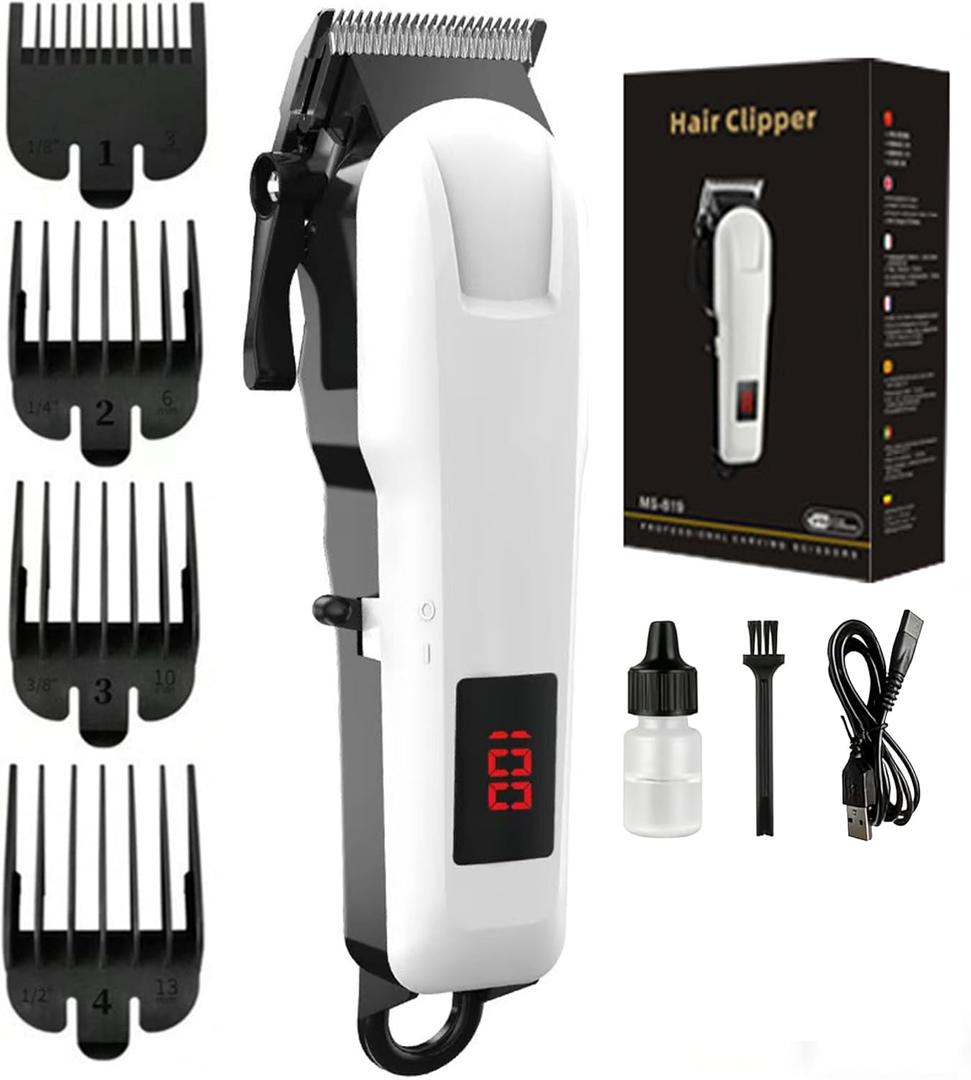 RUIM Professional Hair Clippers for Men, Cordless & Corded Barber Clippers, Rechargeable Haircut Kit with Adjustable Lever & Guide Combs for Home Hair Cutting and Grooming